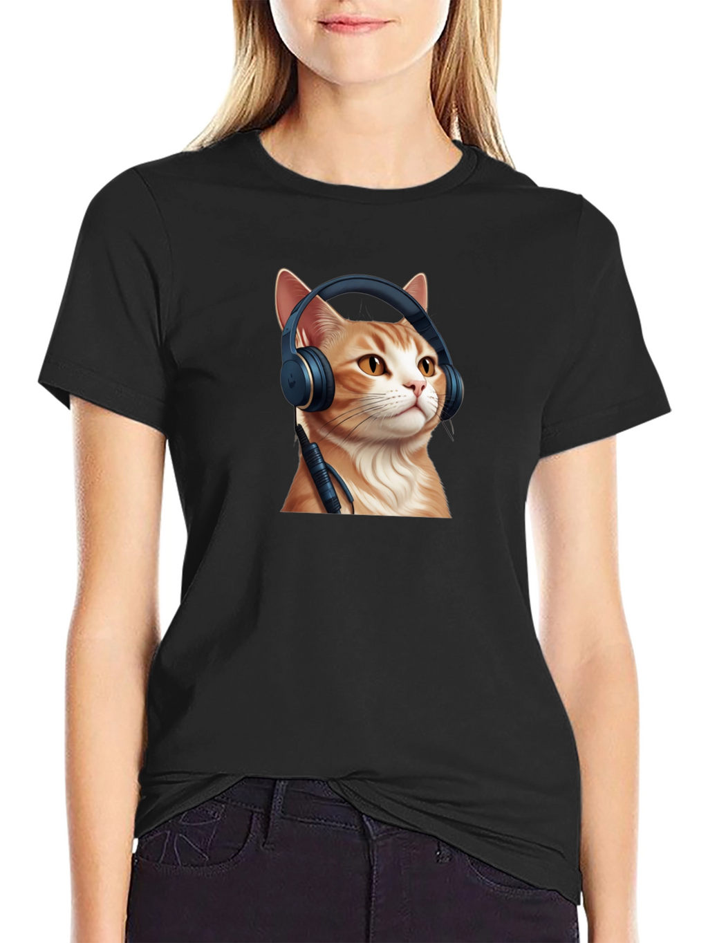 Cool Cat Headphones Graphic T-Shirt