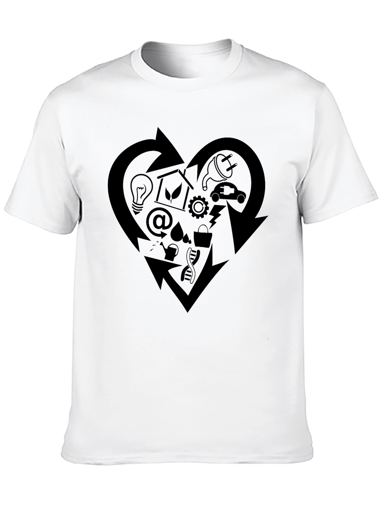 Eco-Friendly Heart Graphic Black T-Shirt