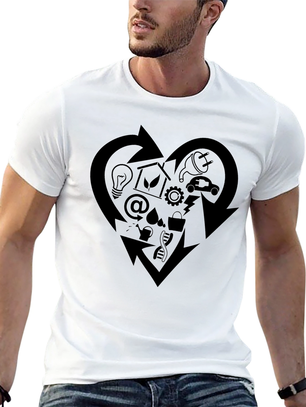 Eco-Friendly Heart Graphic Black T-Shirt