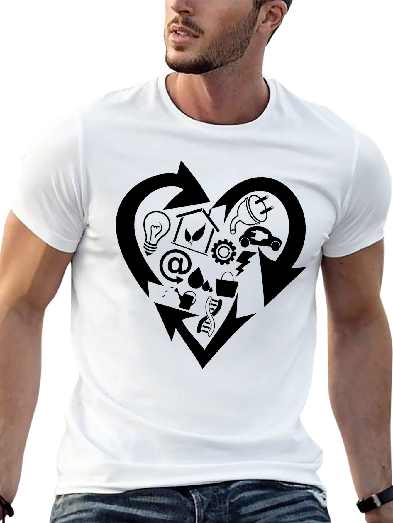 Eco-Friendly Heart Graphic Black T-Shirt