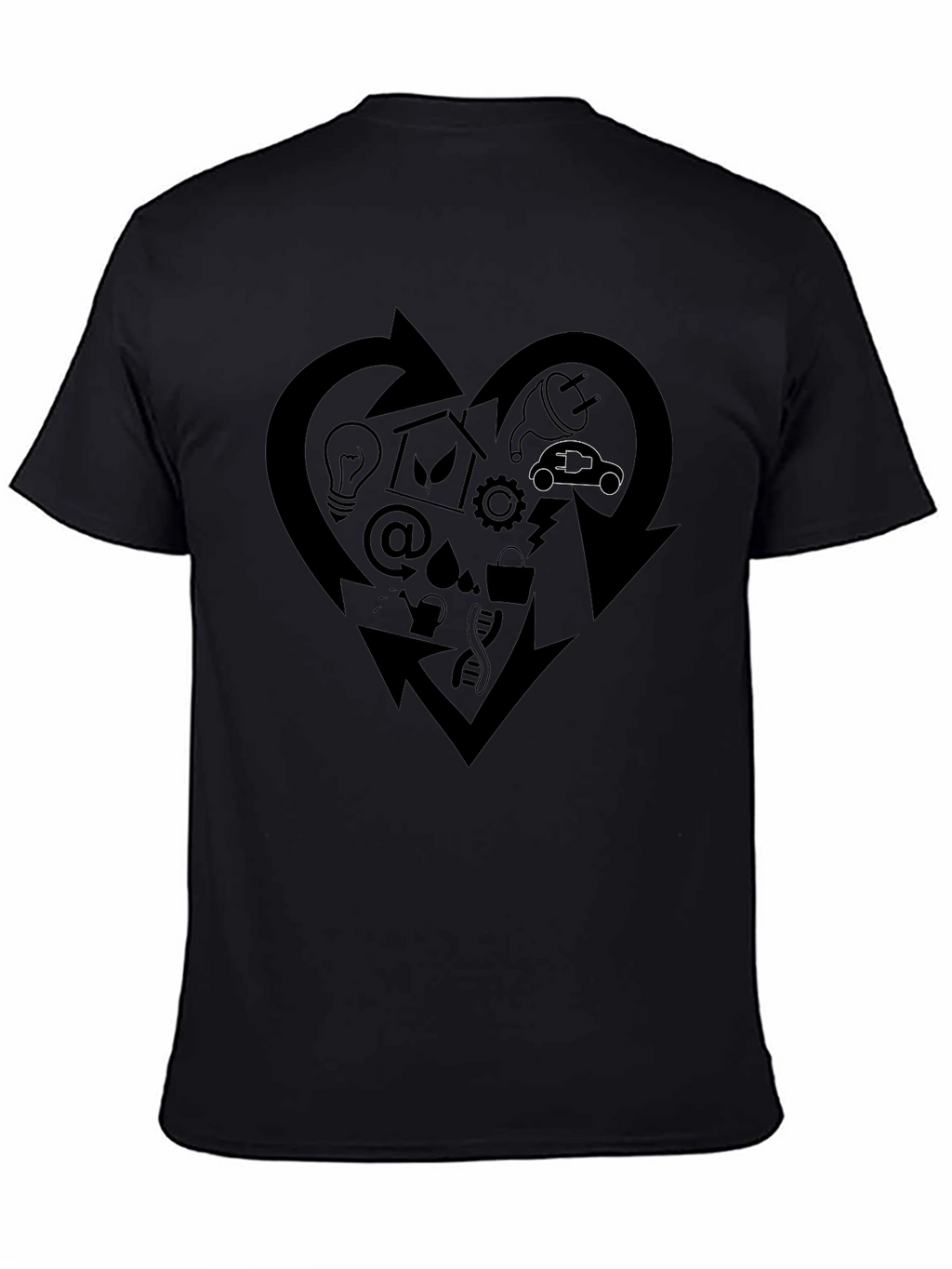 Eco-Friendly Heart Graphic Black T-Shirt