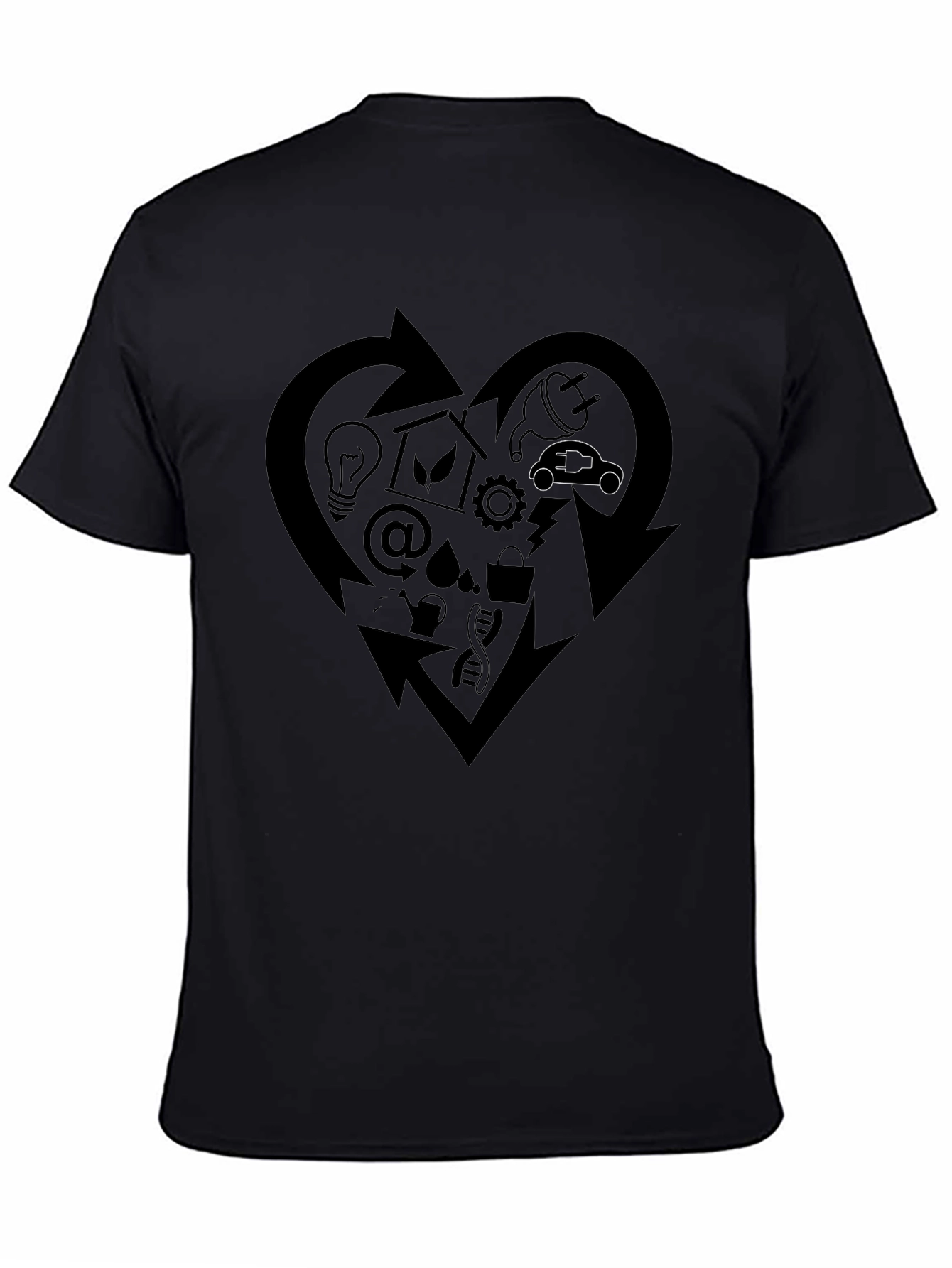 Eco-Friendly Heart Graphic Black T-Shirt