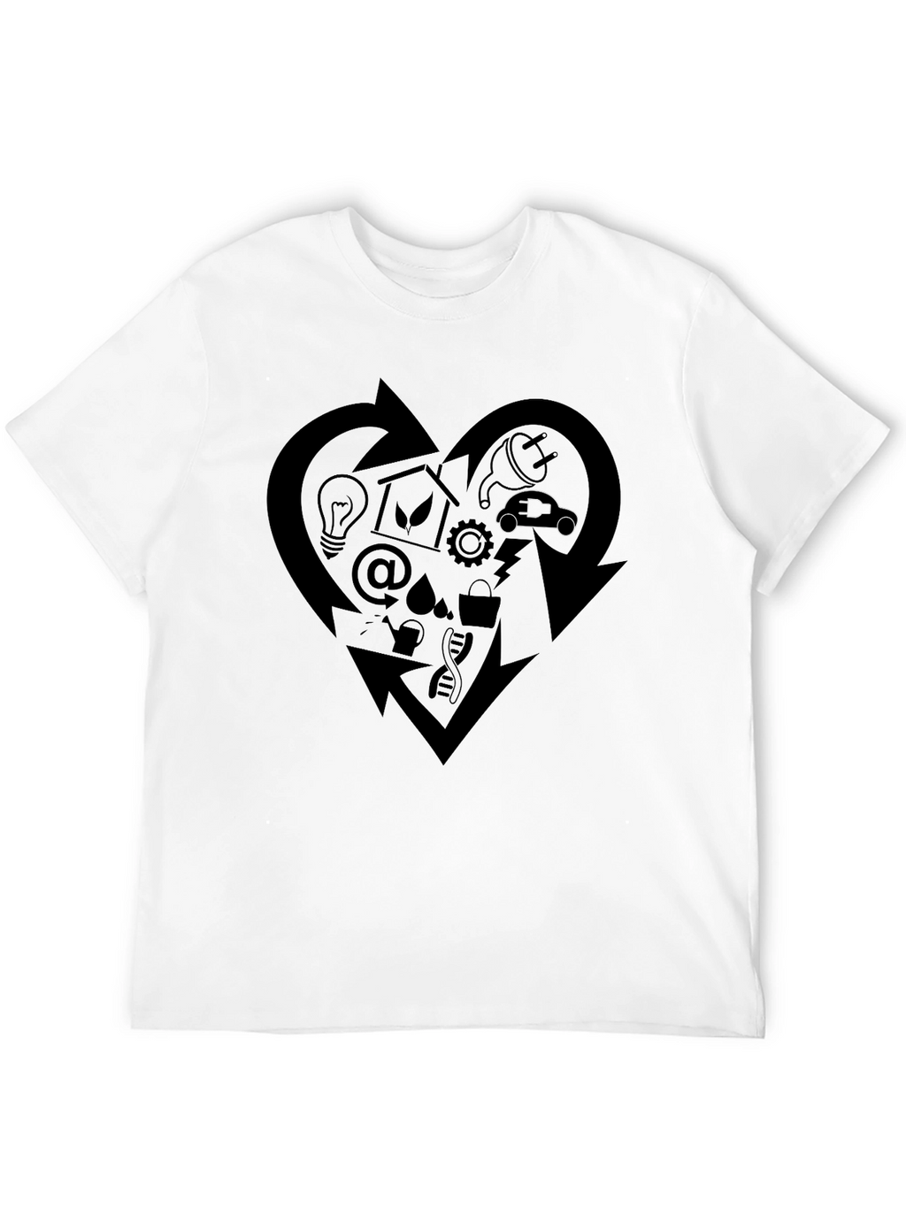 Eco-Friendly Heart Graphic Black T-Shirt