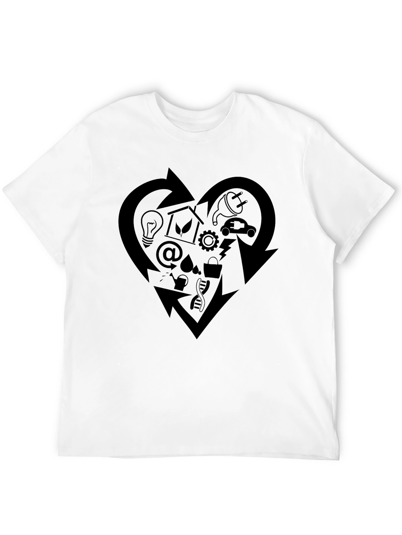 Eco-Friendly Heart Graphic Black T-Shirt