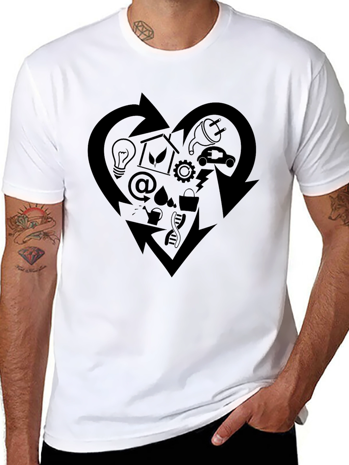 Eco-Friendly Heart Graphic Black T-Shirt