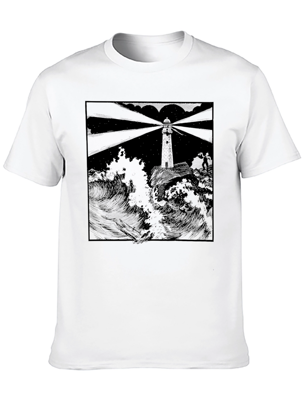 Lighthouse Graphic Print Black T-Shirt