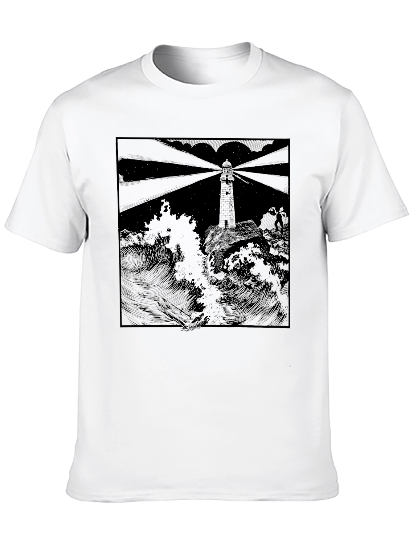 Lighthouse Graphic Print Black T-Shirt