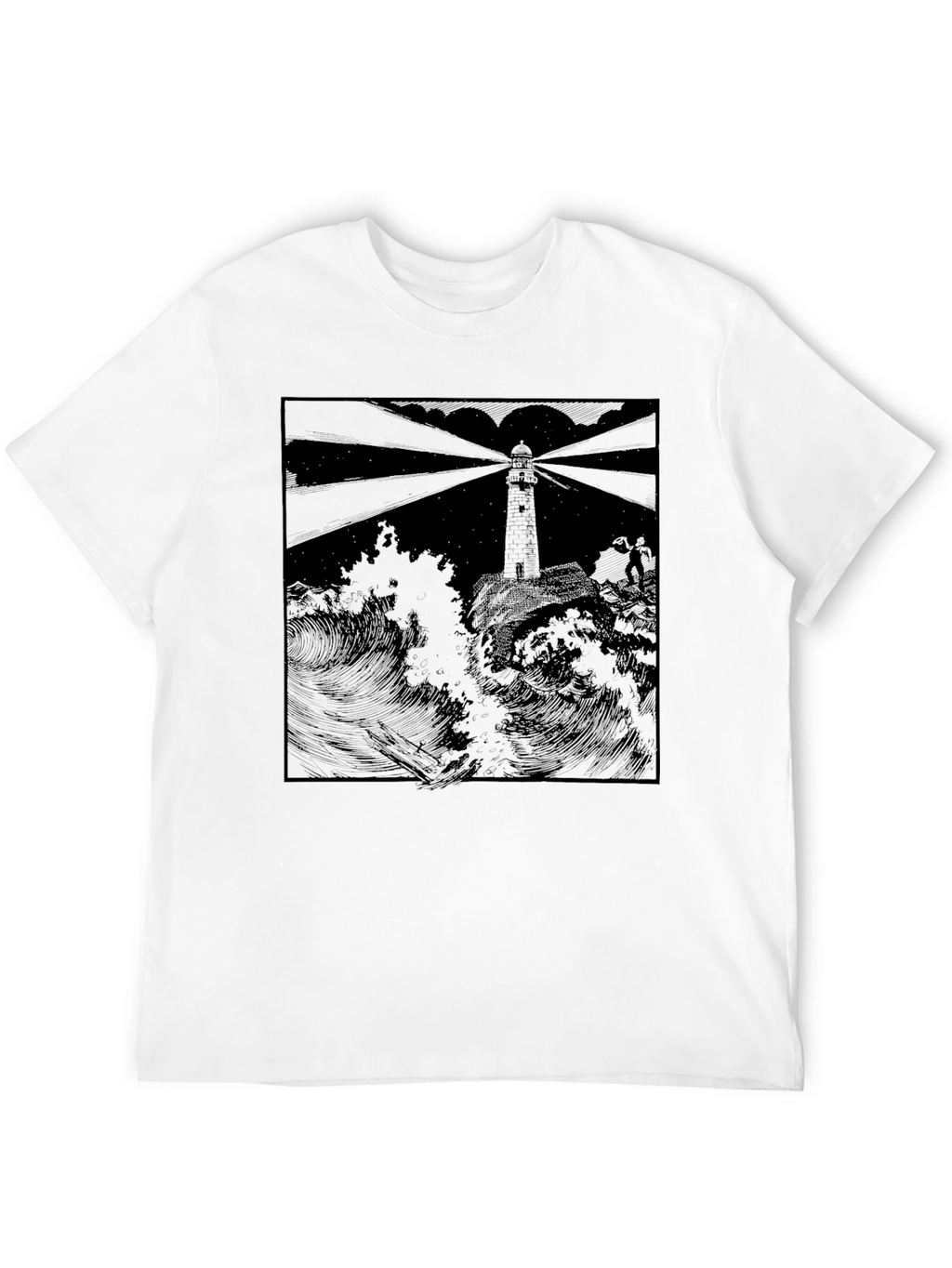 Lighthouse Graphic Print Black T-Shirt