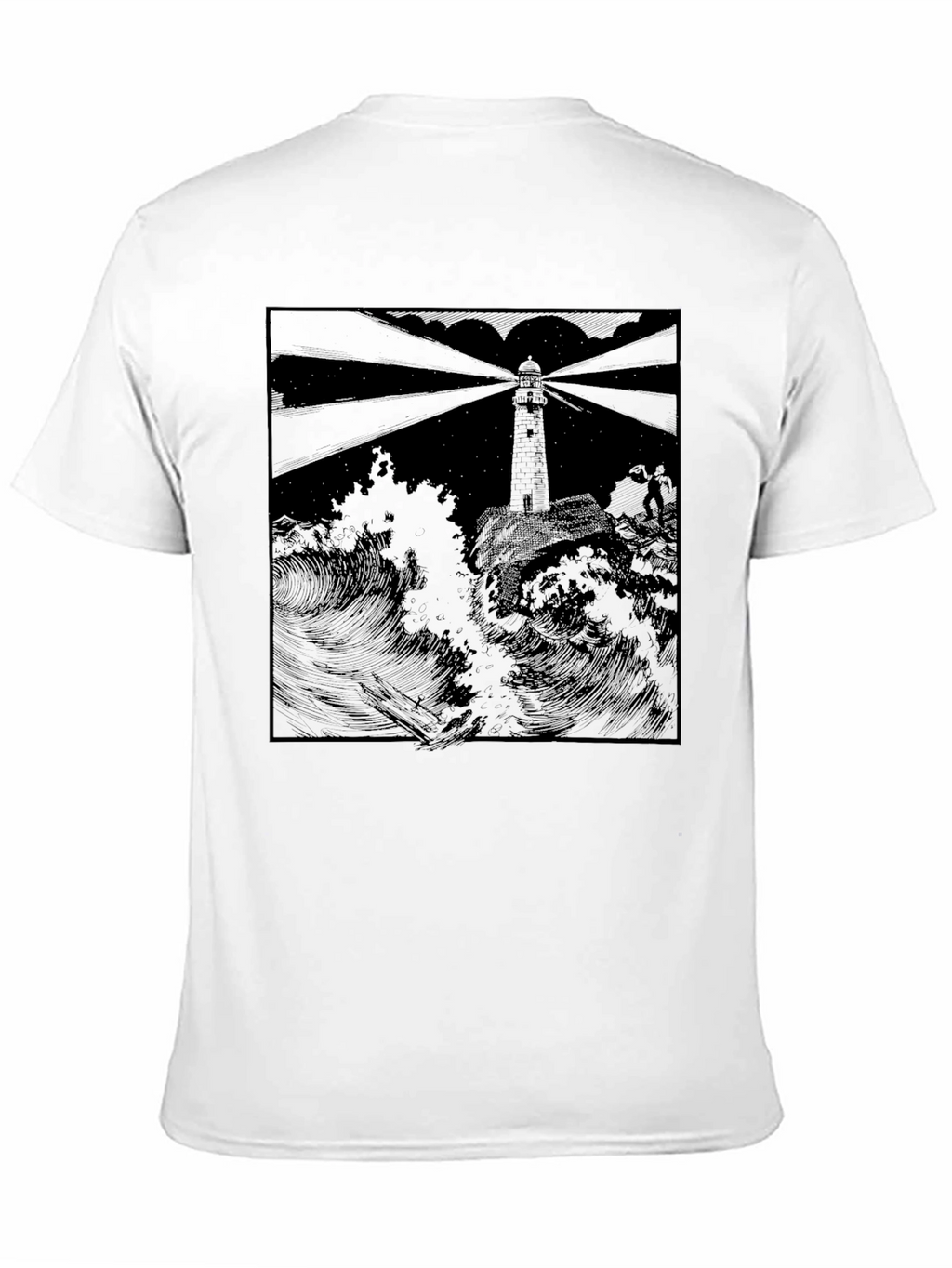 Lighthouse Graphic Print Black T-Shirt