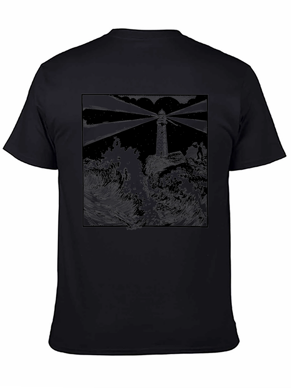 Lighthouse Graphic Print Black T-Shirt