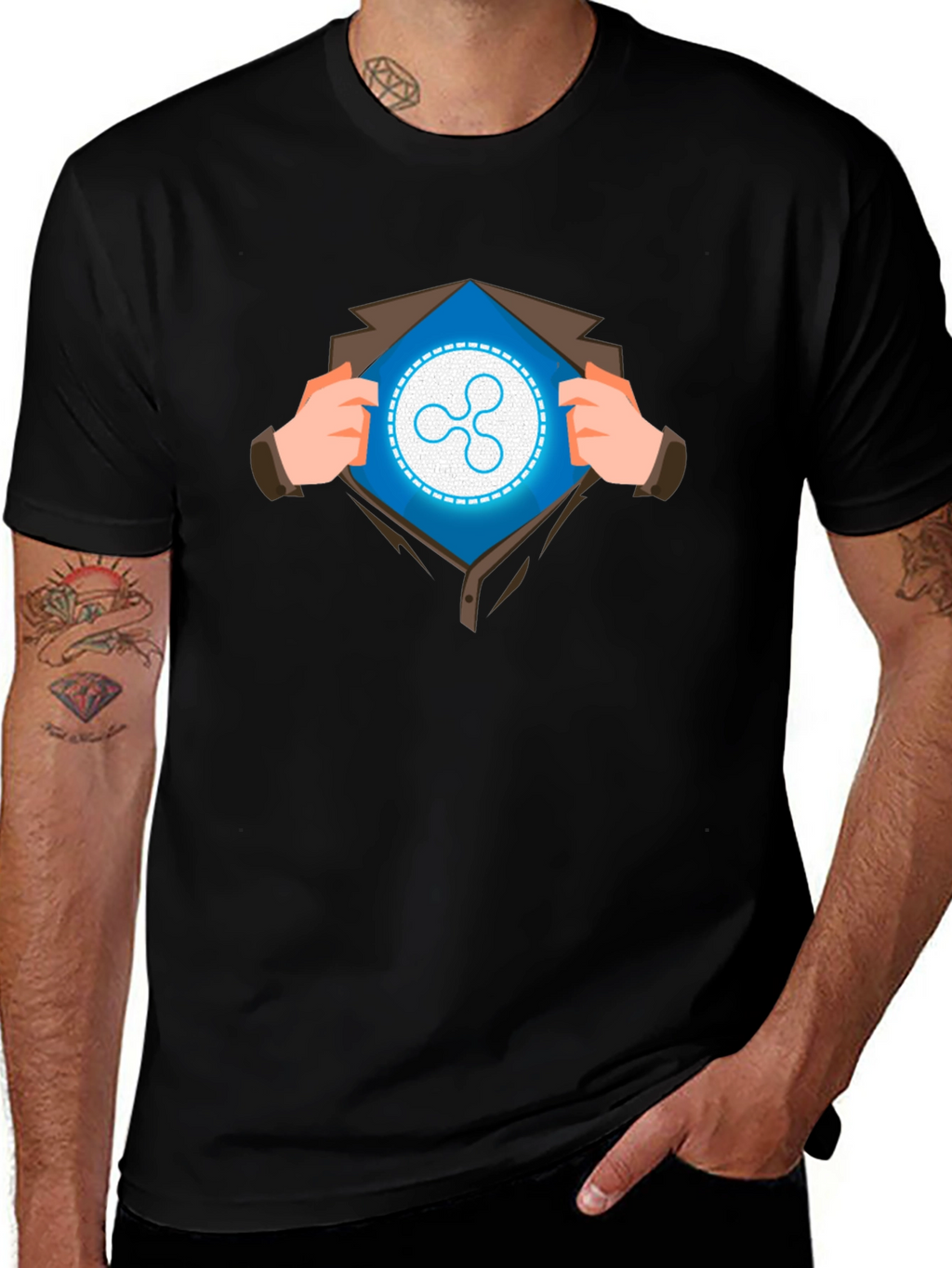 Ripple Hero Black T-Shirt - Crypto Fan Apparel