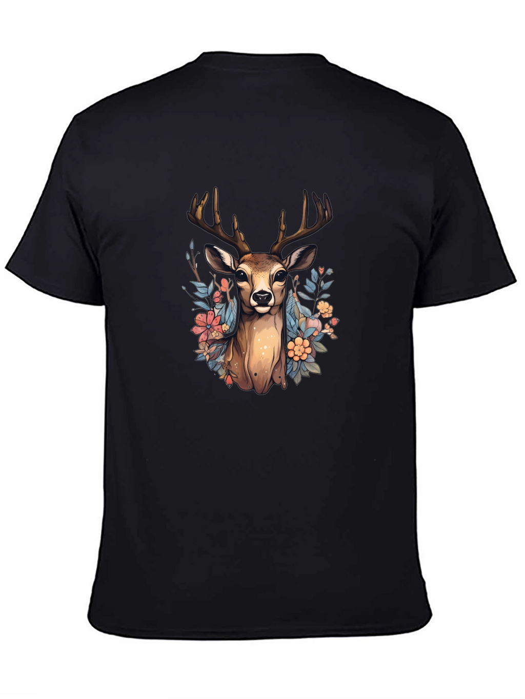 Floral Deer Graphic Tee - Nature Inspired T-Shirt
