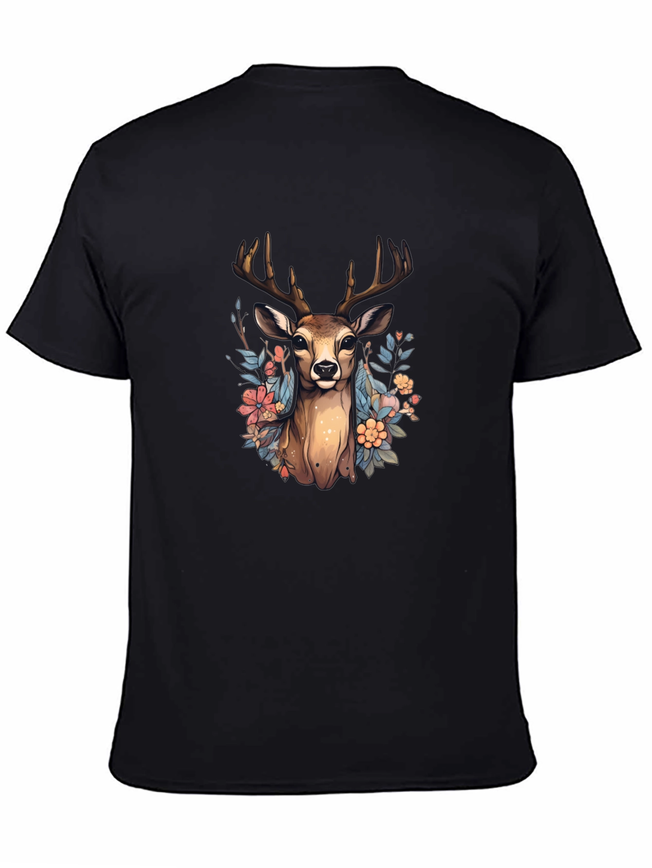 Floral Deer Graphic Tee - Nature Inspired T-Shirt