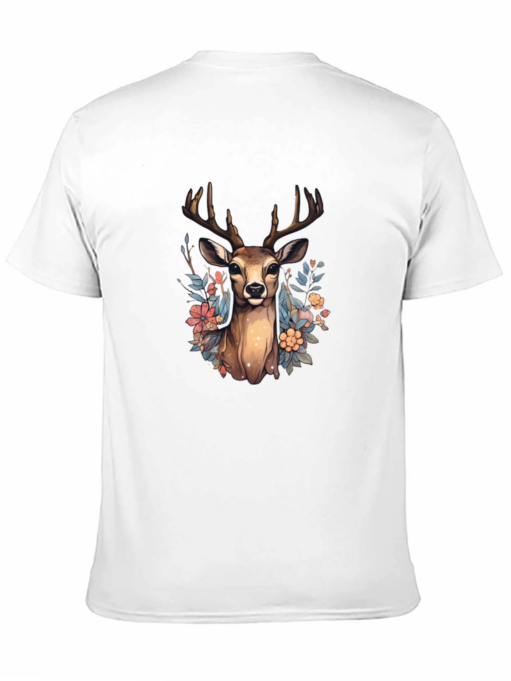 Floral Deer Graphic Tee - Nature Inspired T-Shirt
