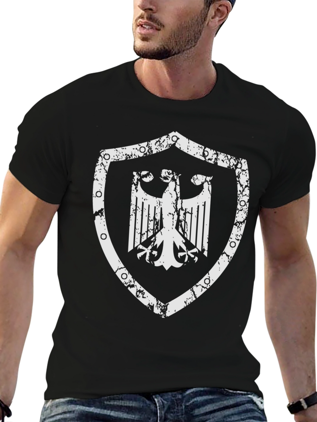 German Eagle Shield Graphic T-Shirt - Black