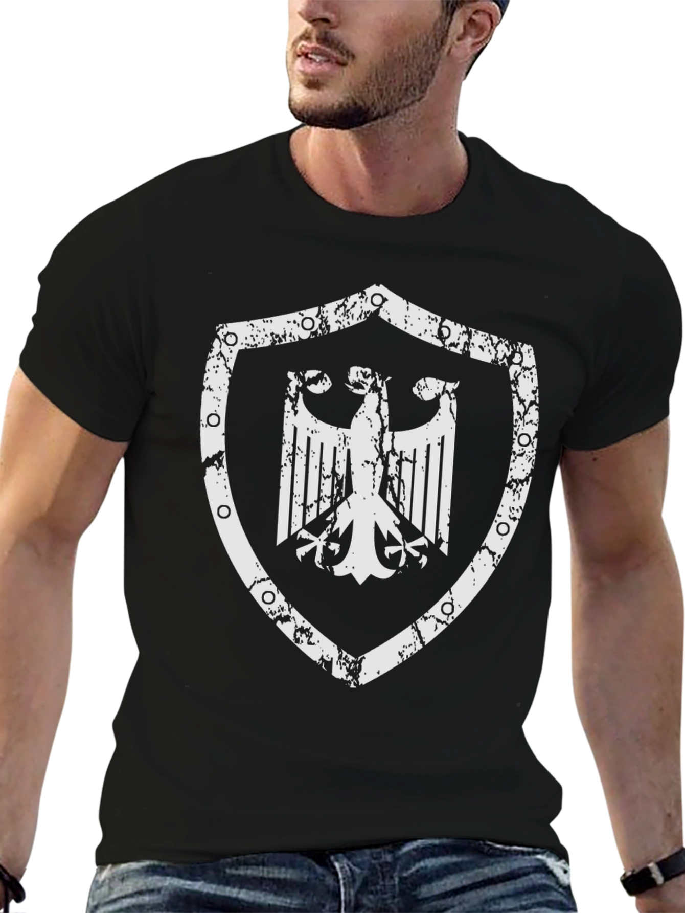 German Eagle Shield Graphic T-Shirt - Black