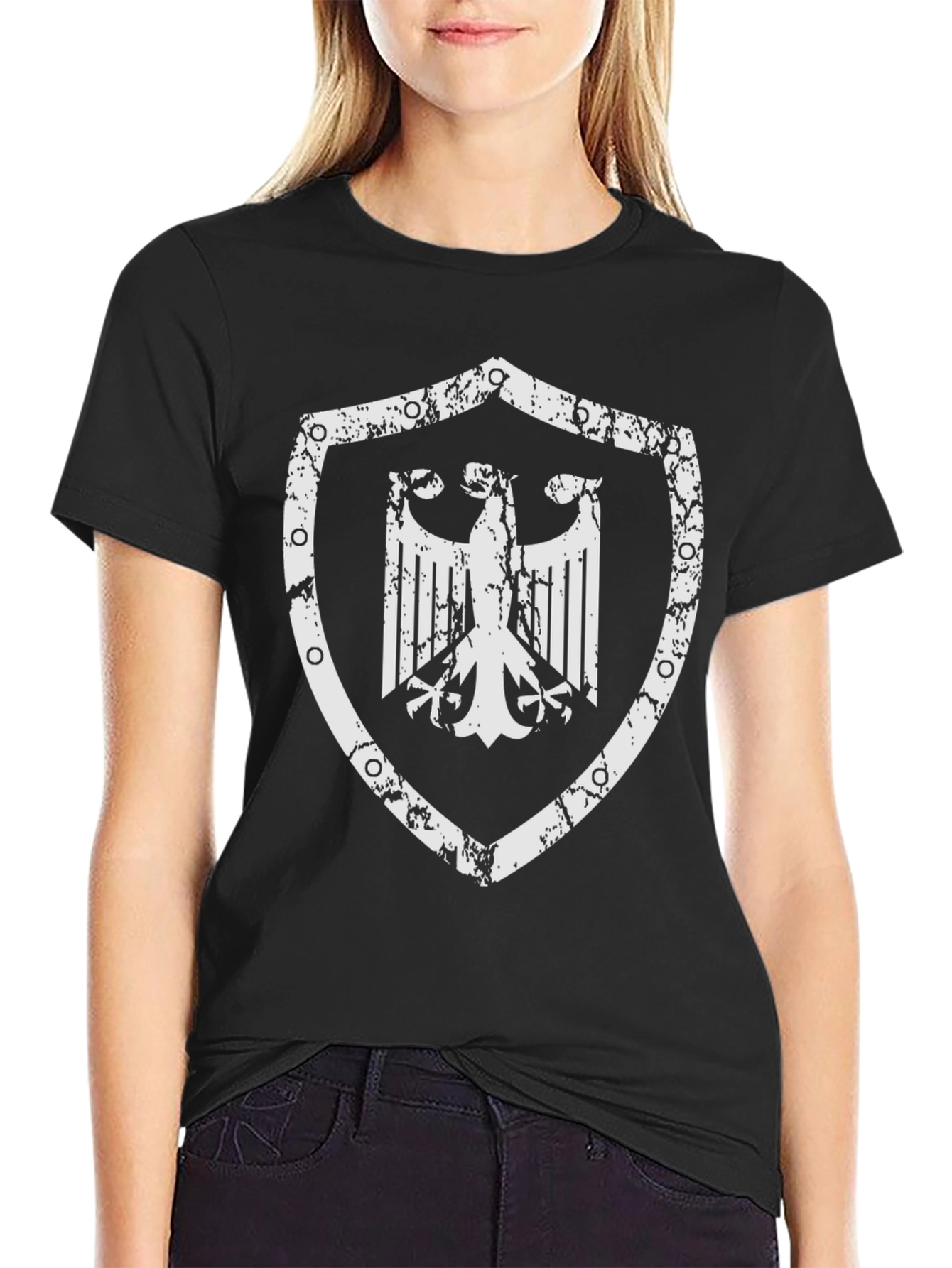German Eagle Shield Graphic T-Shirt - Black