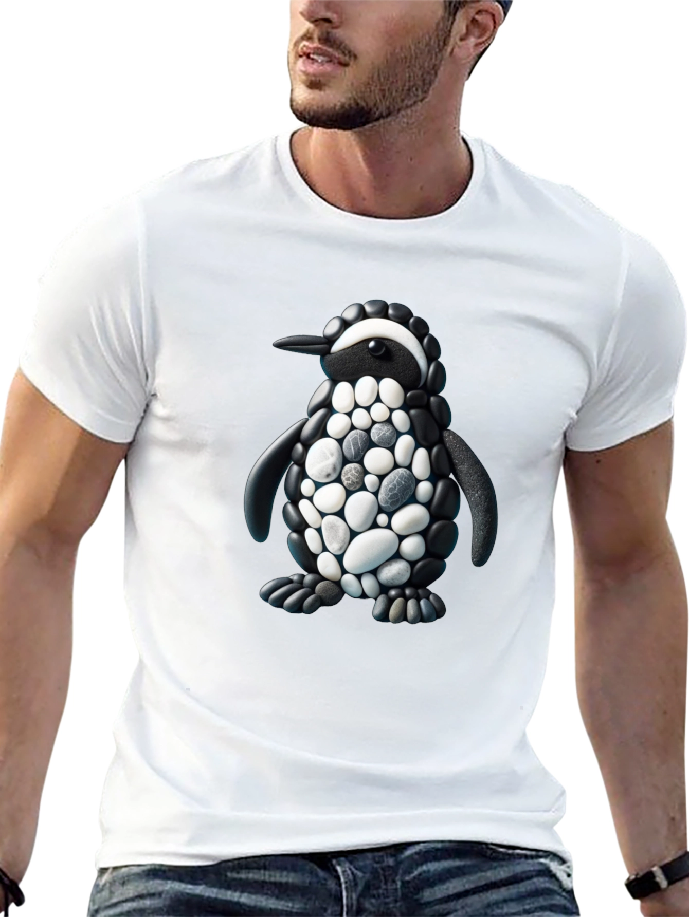 Stone Penguin Graphic T-Shirt - Black
