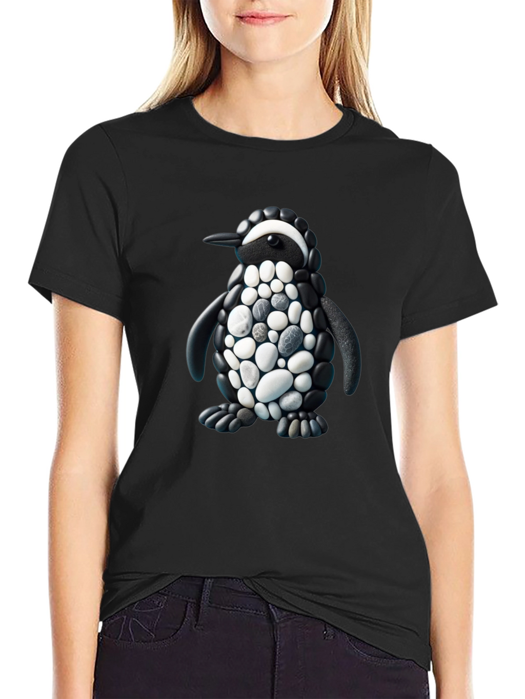 Stone Penguin Graphic T-Shirt - Black
