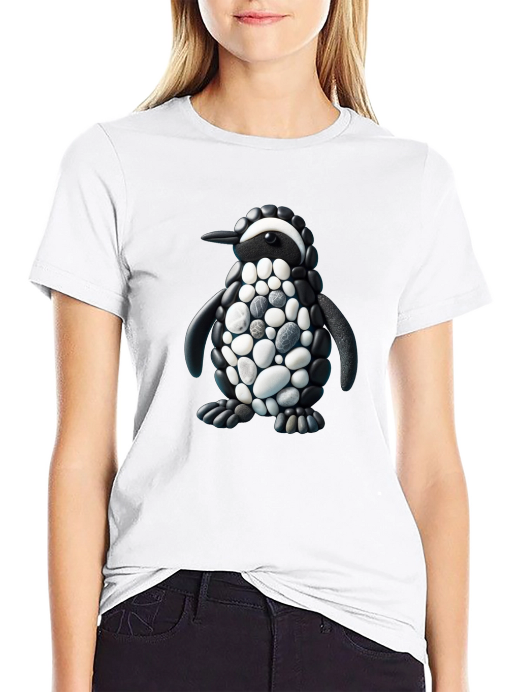 Stone Penguin Graphic T-Shirt - Black