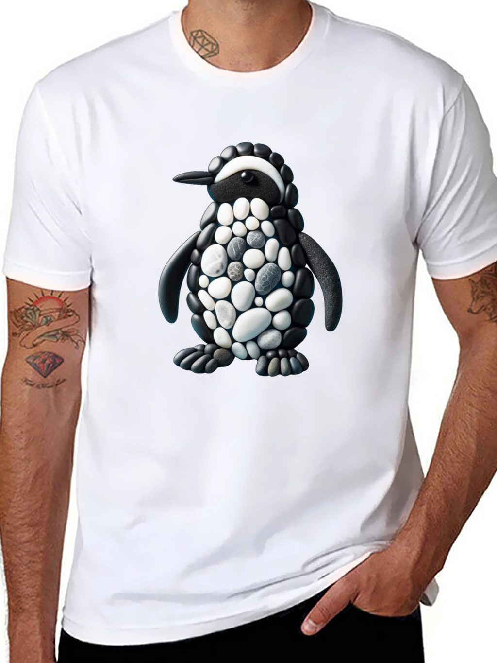 Stone Penguin Graphic T-Shirt - Black