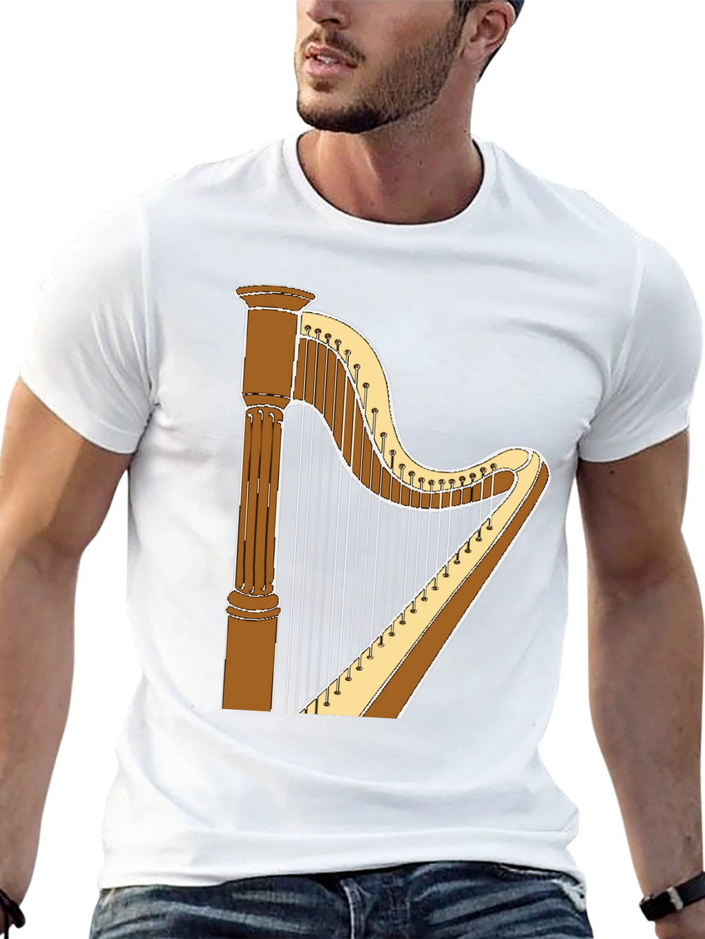 Harp Graphic T-Shirt - Musical Instrument Tee