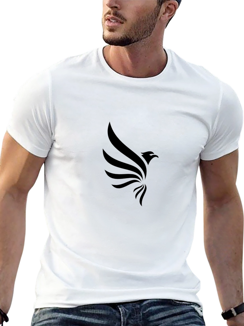 Mens Black Graphic Tee - Eagle Design