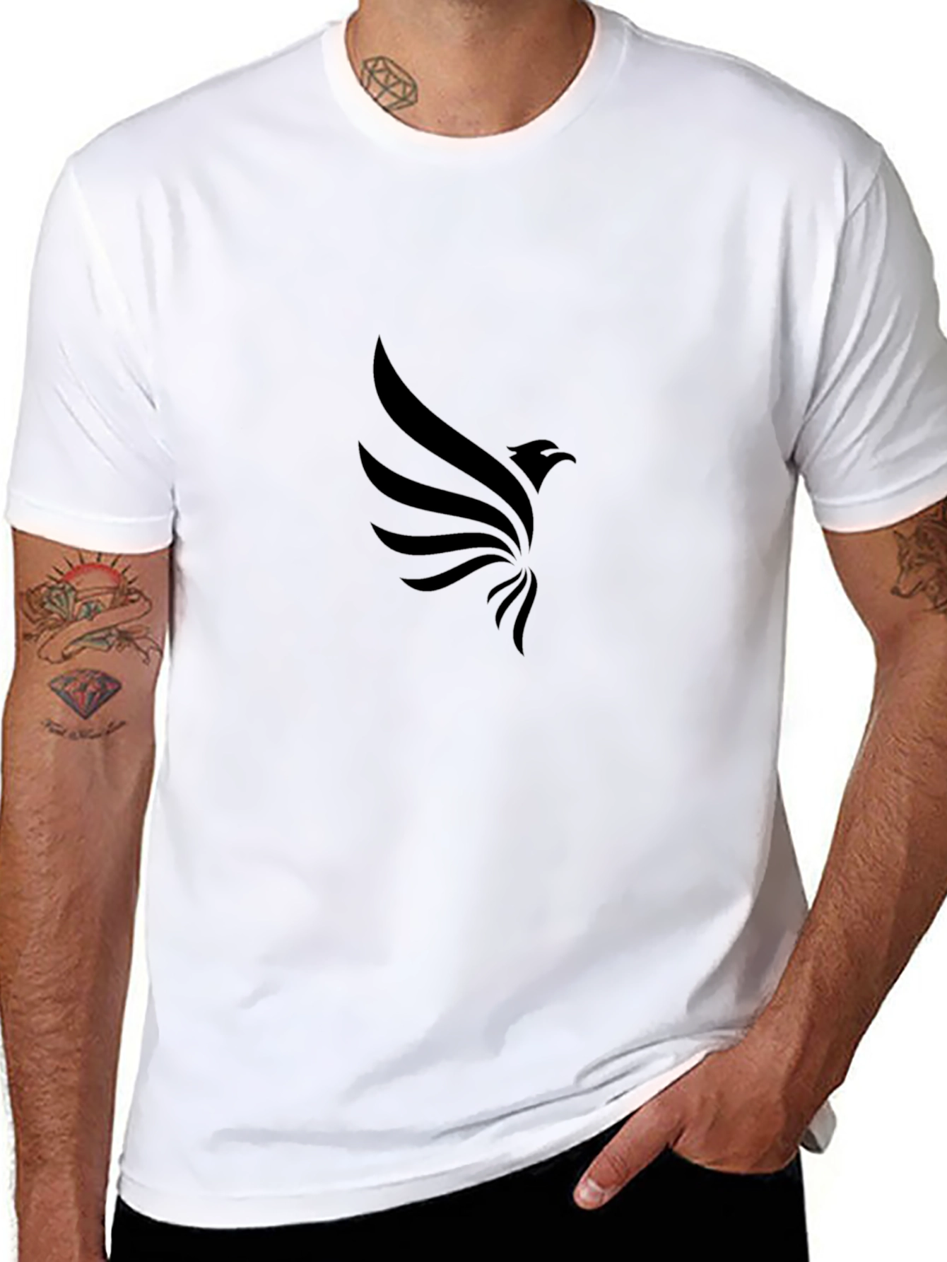 Mens Black Graphic Tee - Eagle Design