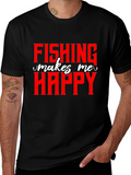 Fishing Makes Me Happy - Graphic T-Shirt