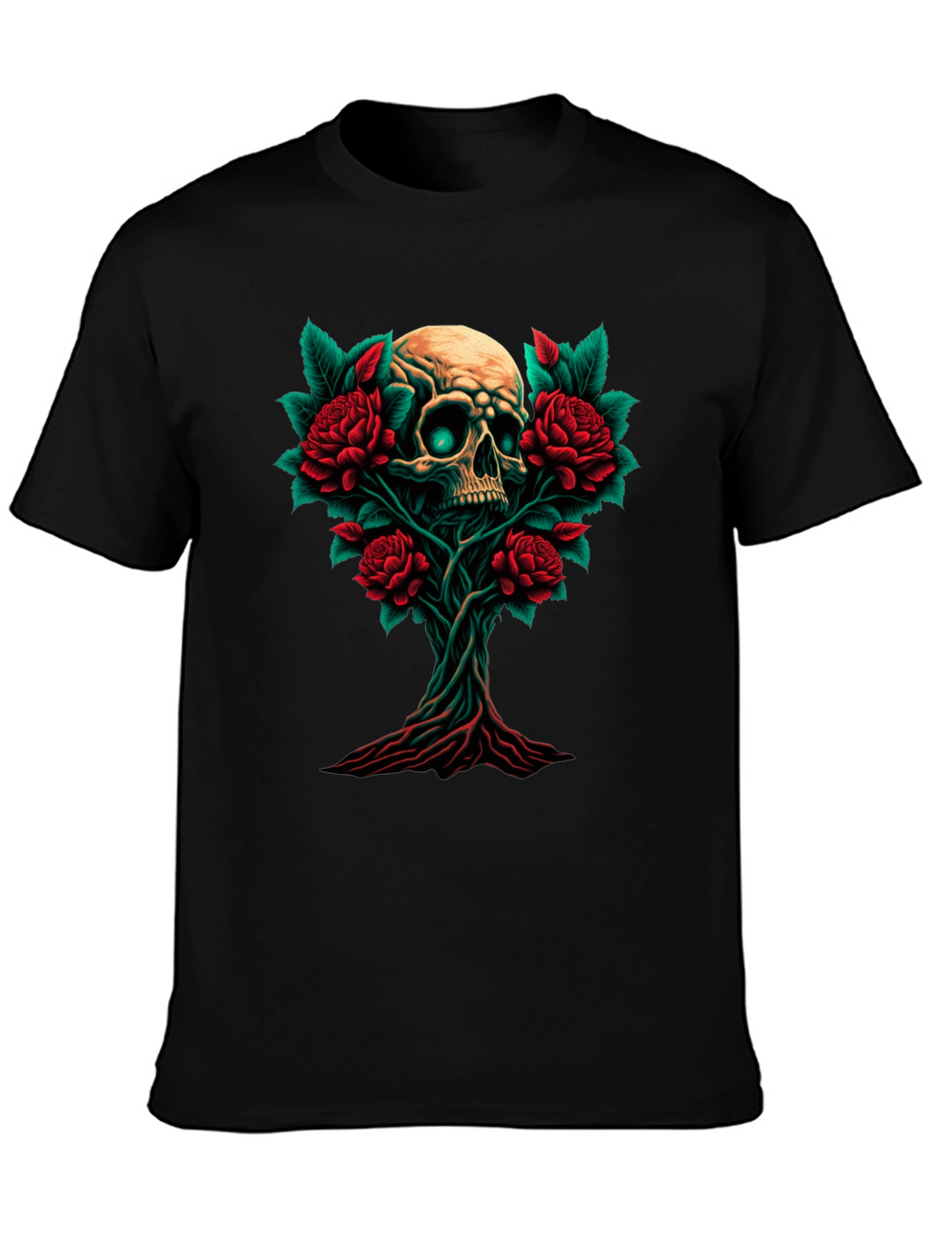 Skull & Roses Graphic Tee - Dark Style