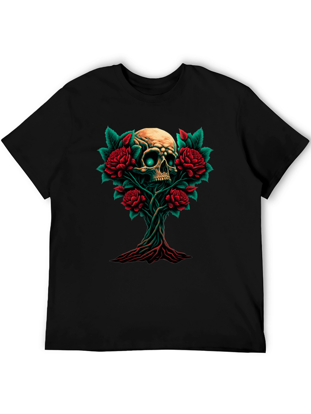 Skull & Roses Graphic Tee - Dark Style