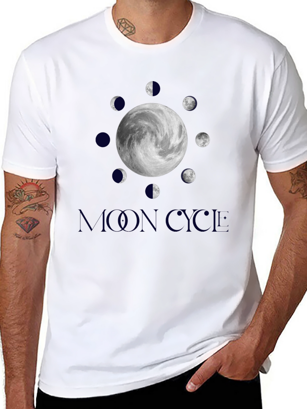 Lunar Cycle Graphic Tee - Stylish Moon Phase Design
