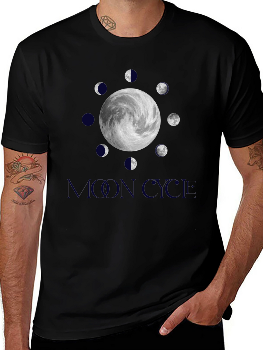 Lunar Cycle Graphic Tee - Stylish Moon Phase Design