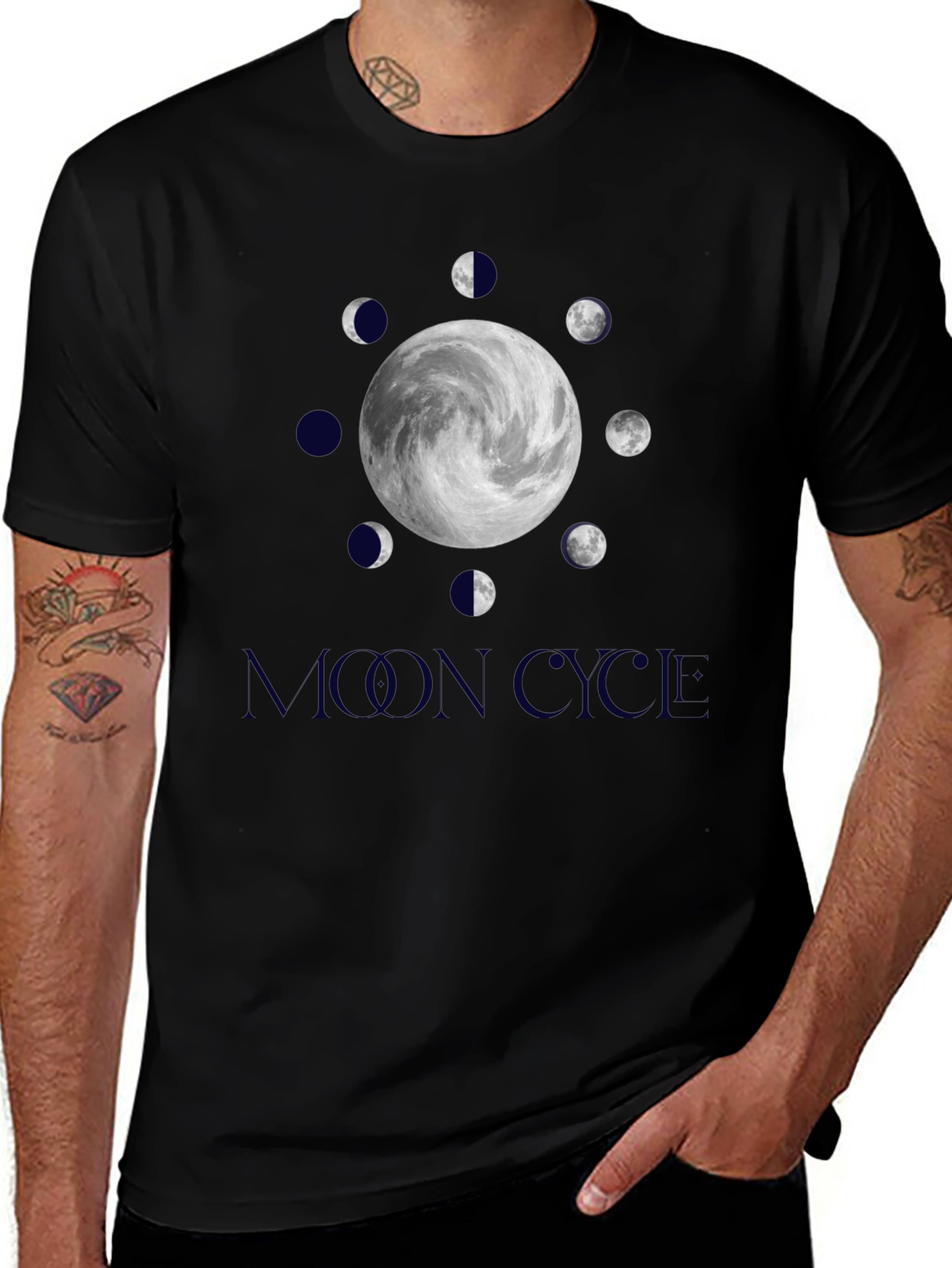 Lunar Cycle Graphic Tee - Stylish Moon Phase Design