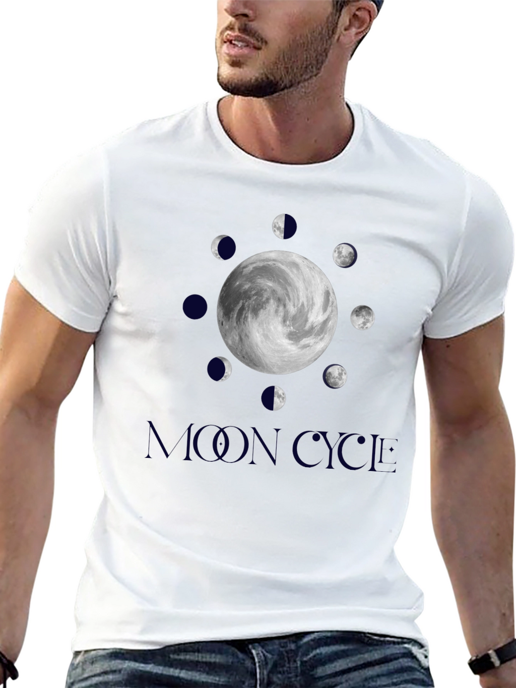 Lunar Cycle Graphic Tee - Stylish Moon Phase Design