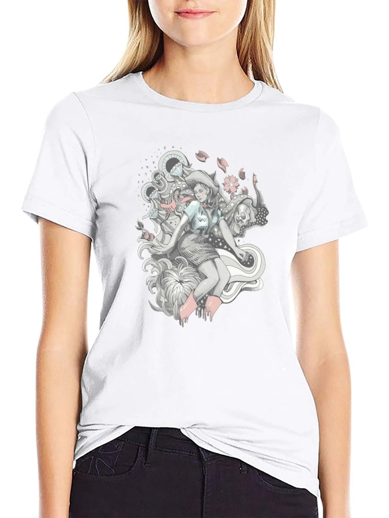 Graphic Print Tee - Edgy Fantasy Design