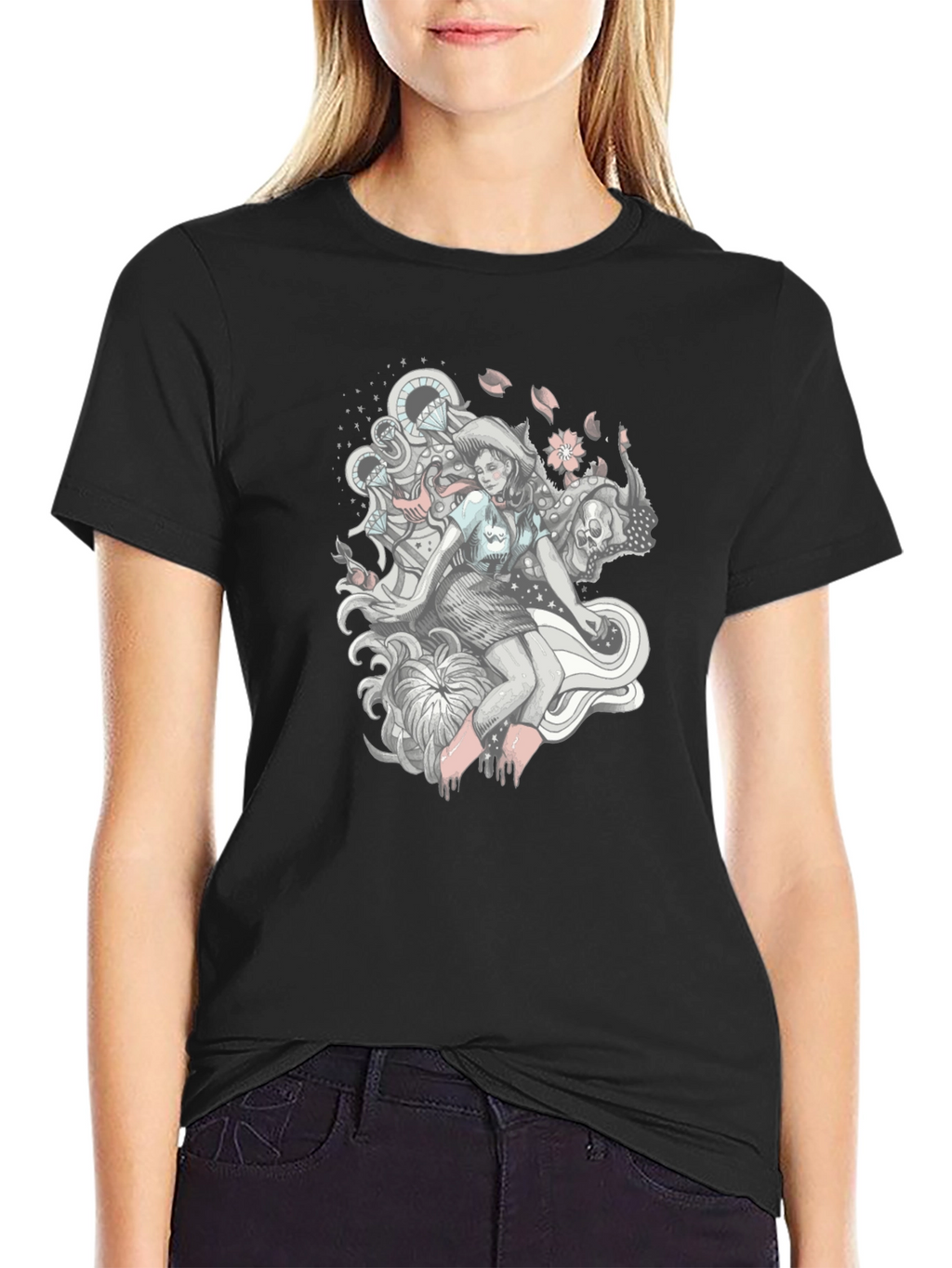 Graphic Print Tee - Edgy Fantasy Design