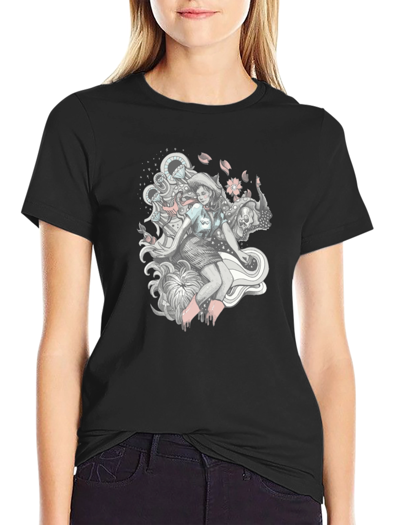 Graphic Print Tee - Edgy Fantasy Design