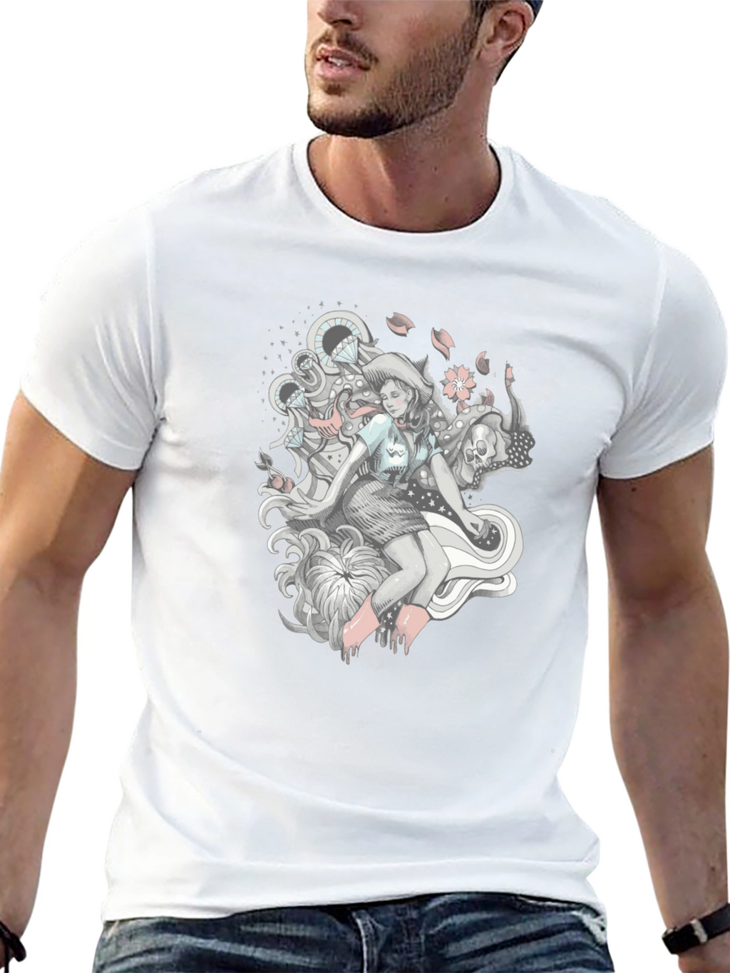 Graphic Print Tee - Edgy Fantasy Design