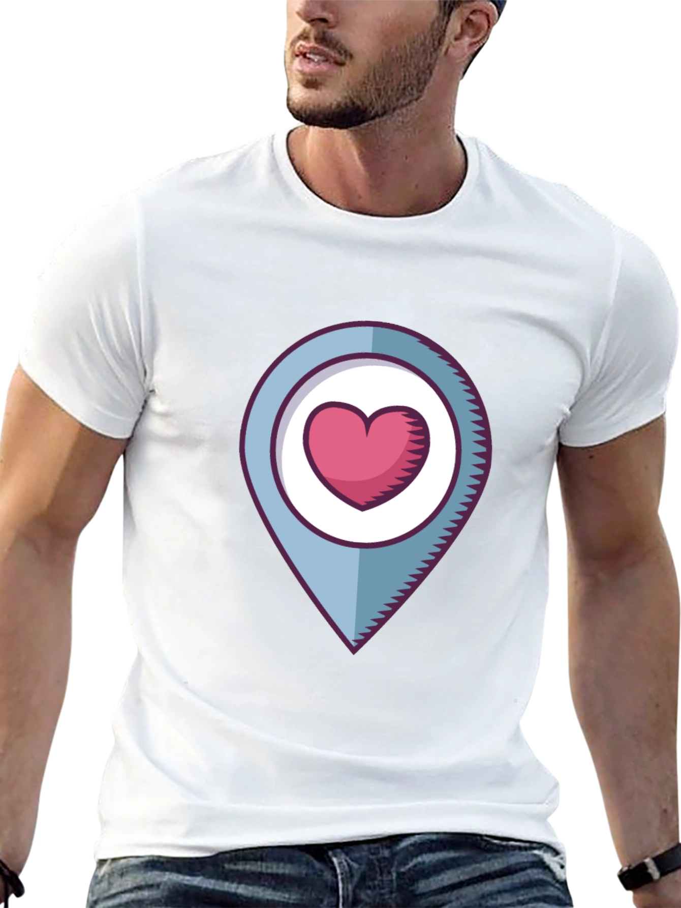 Heart Location Graphic T-Shirt - Black