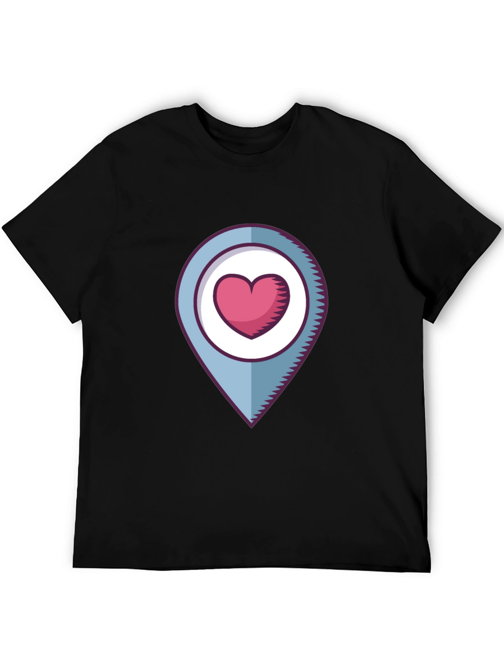 Heart Location Graphic T-Shirt - Black