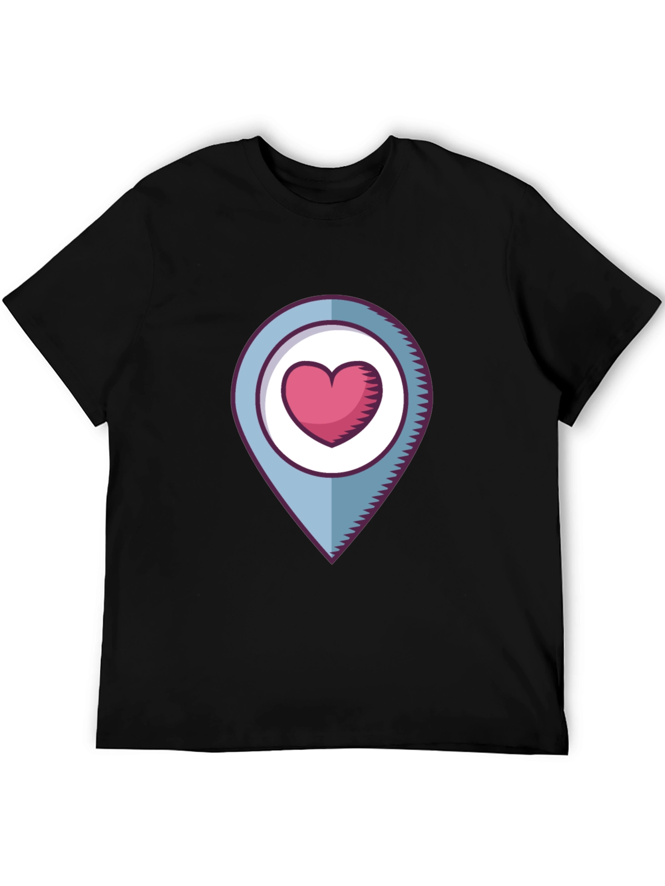 Heart Location Graphic T-Shirt - Black