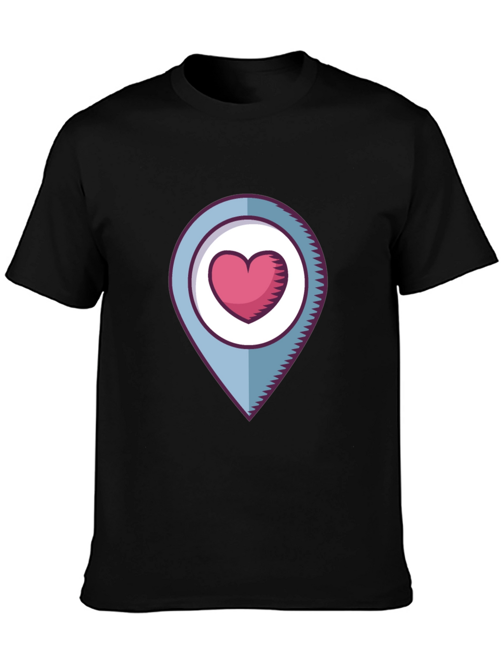 Heart Location Graphic T-Shirt - Black