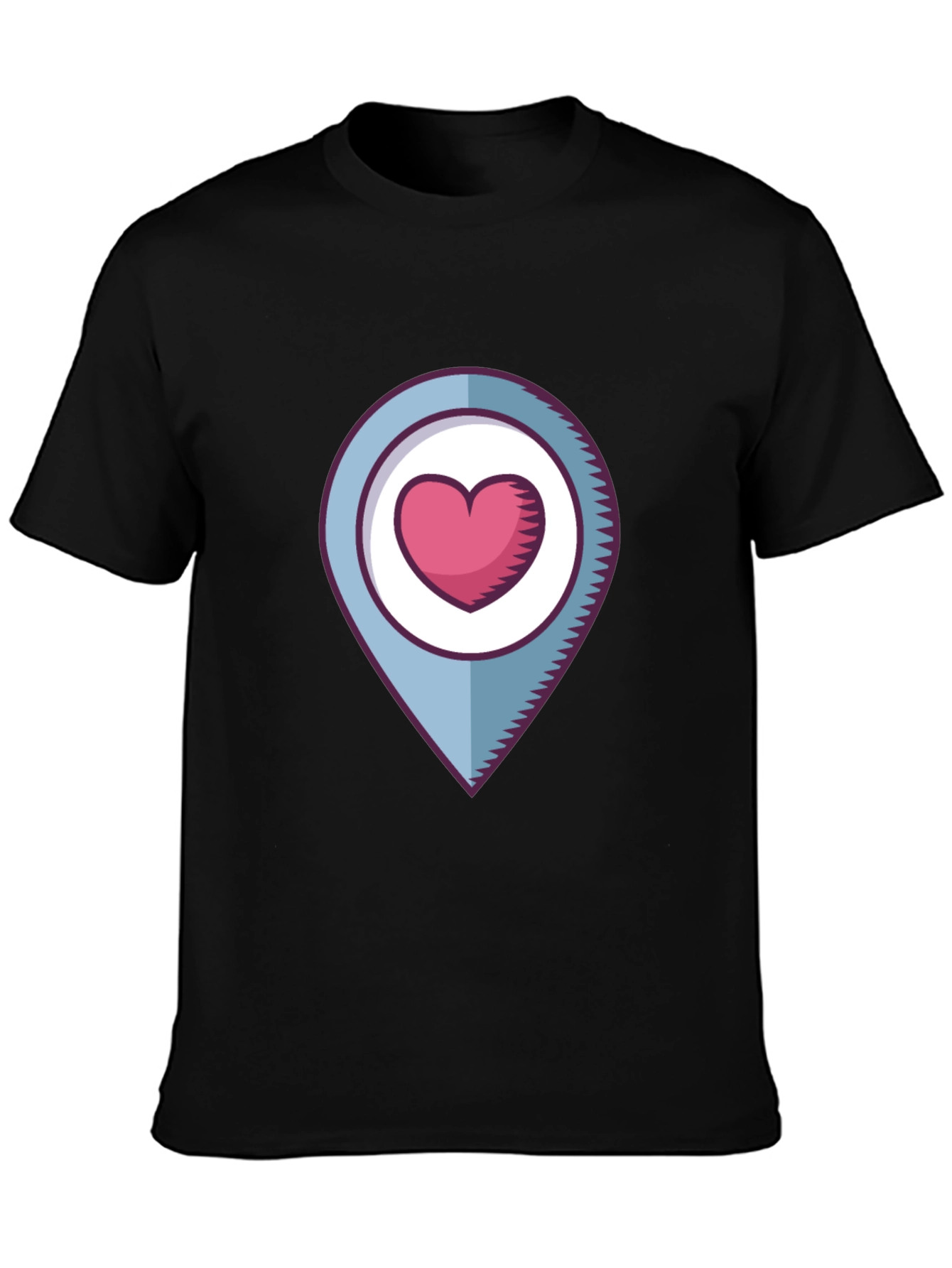 Heart Location Graphic T-Shirt - Black