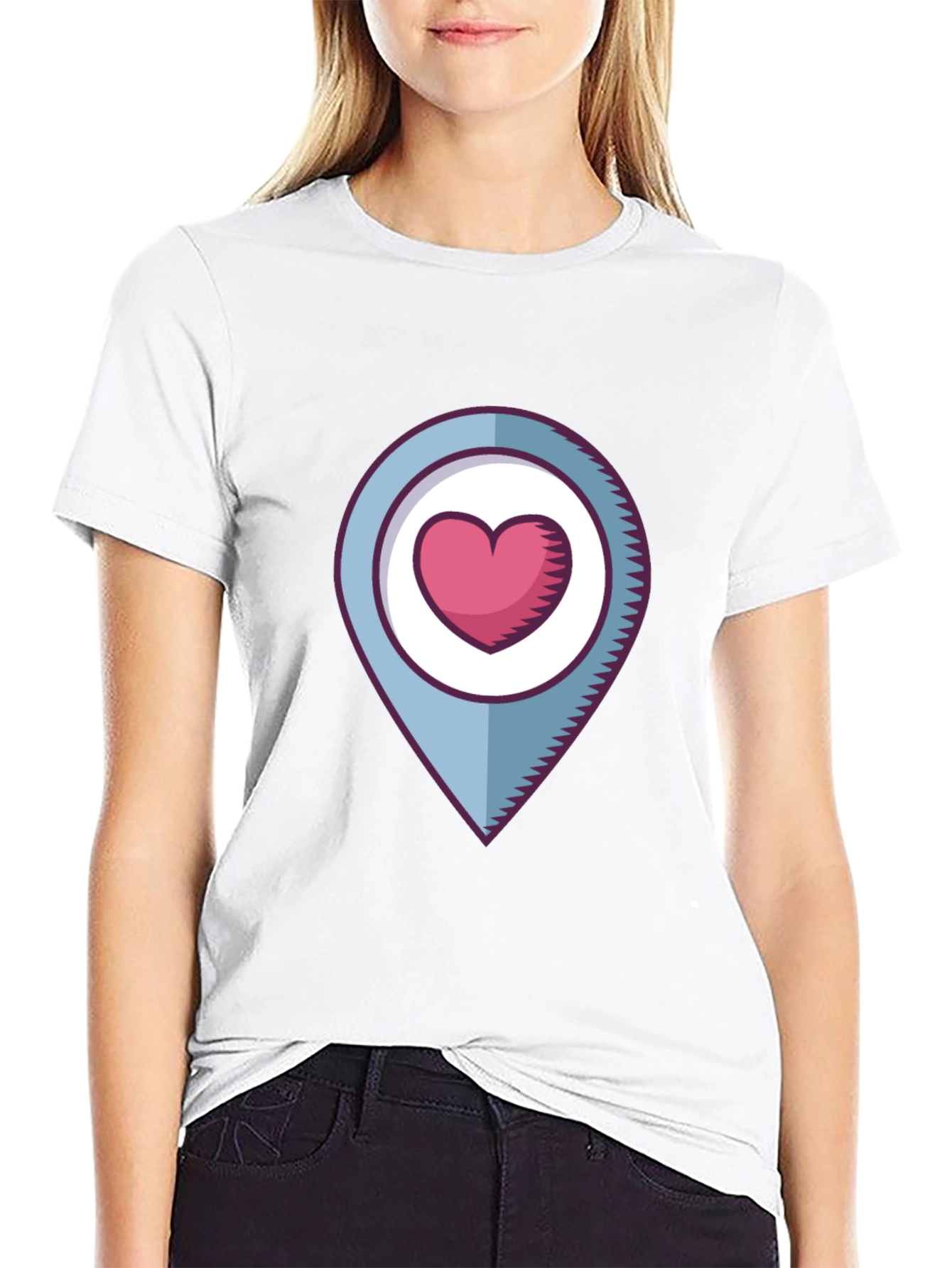 Heart Location Graphic T-Shirt - Black