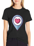 Heart Location Graphic T-Shirt - Black