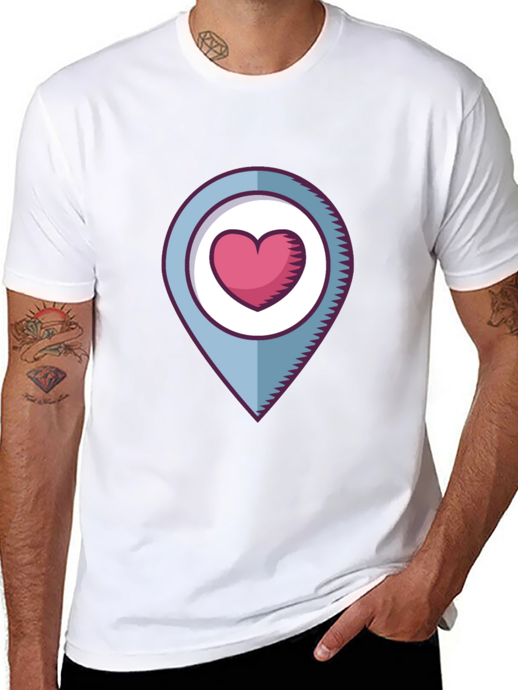 Heart Location Graphic T-Shirt - Black
