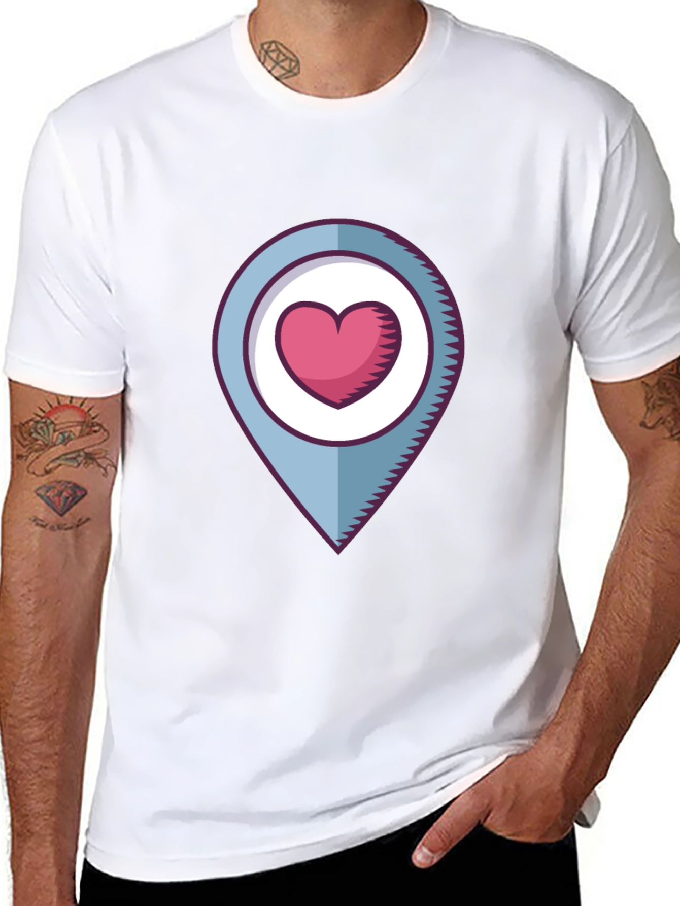 Heart Location Graphic T-Shirt - Black