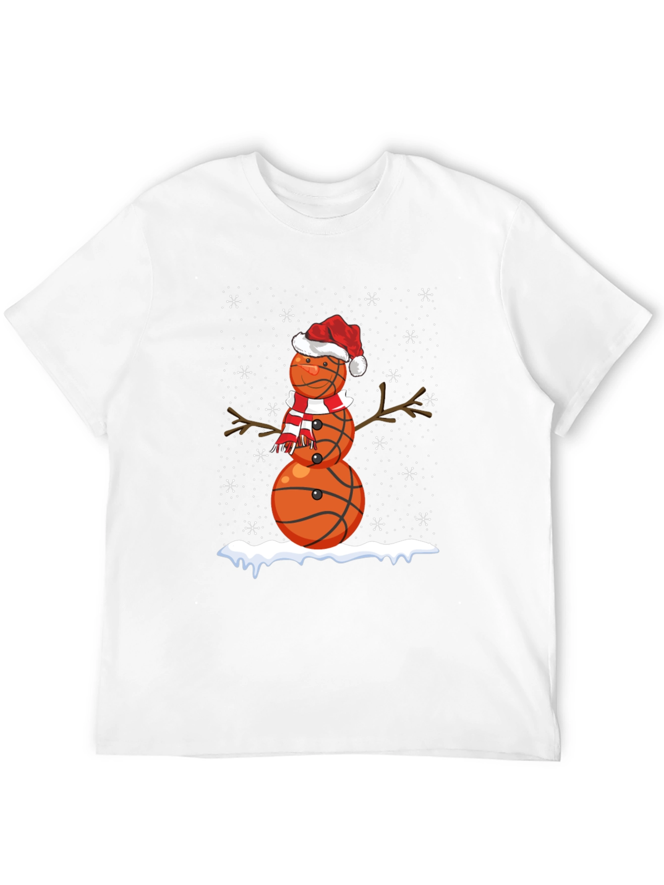 Basketball Snowman Christmas T-Shirt