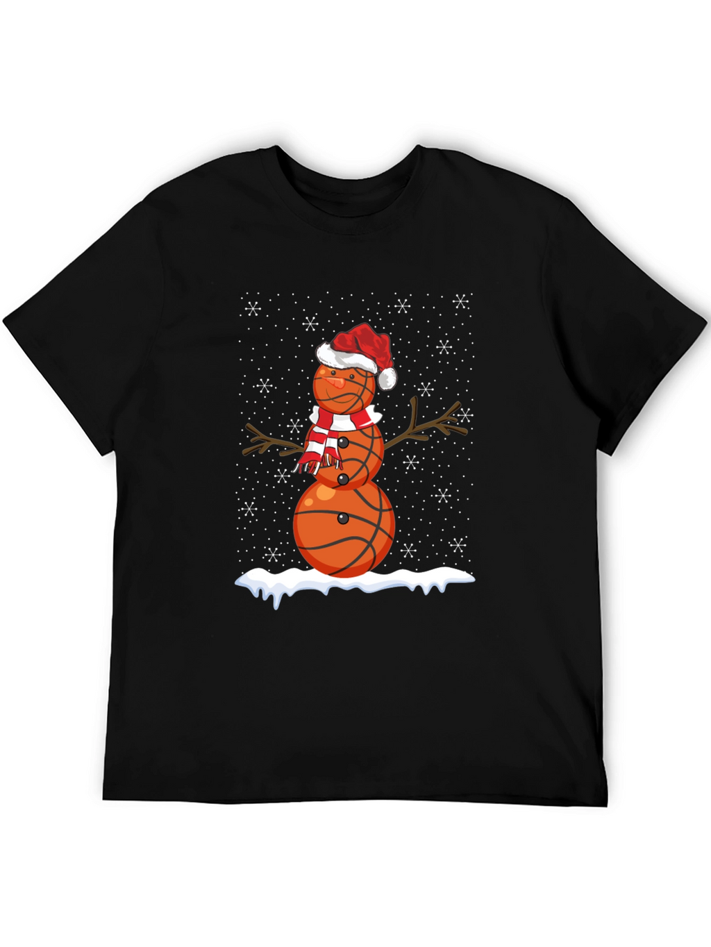 Basketball Snowman Christmas T-Shirt